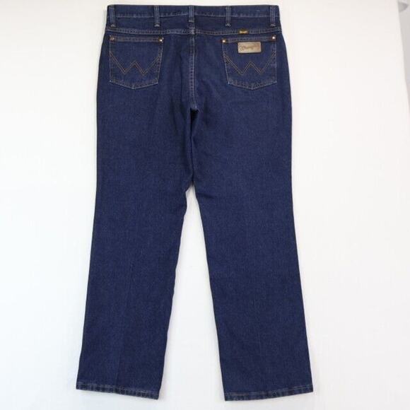 Wrangler Jeans Mens 38x30 Blue Denim Cowboy Cut Slim Fit Dark Wash Rodeo USA - Picture 4 of 9